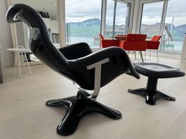 Karuselli Sessel/Ottoman, LE black, Yrjo Kukkapuro, Artek
