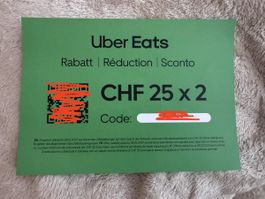 Uber Eats Rabatt CHF 25x2