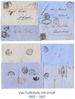 Vier Faltbriefe mit Inhalt, 1862 - 1867