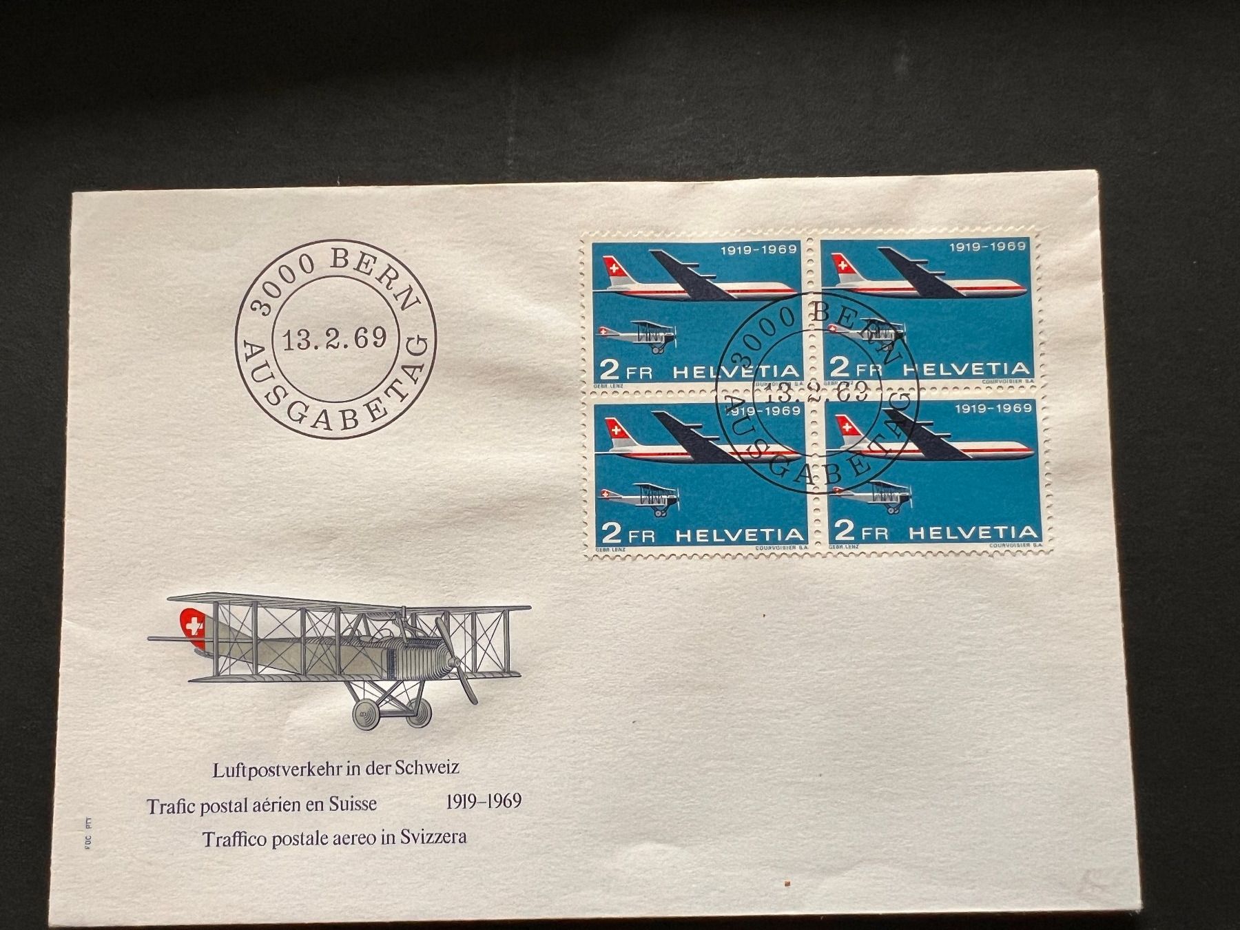 Tutti i francobolli: Luftpost Erstag FDC 1969  (R110) – Usato da Hinwil venduto da Sidi4