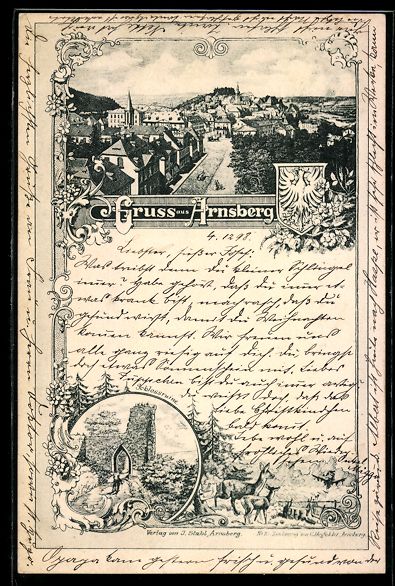 Cartoline postali: Grusskarten-AK Arnsberg, Ortsansicht, Bu – Usato da Berlin venduto da bartko-reher