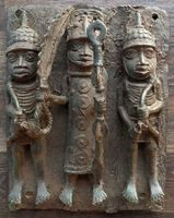 Rarität altes Benin Bronze Relief König Höhe 32 cm Kg 3,8