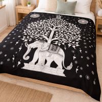 Tagesdecke Elefant Tree Dekotuch 240x210 Baumwolle Schwarz w