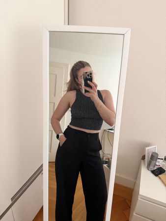 Bershka sparkle crop top, size M, black silver glam