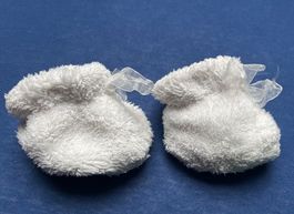 Frottee Babyschuhe, Weiss, kuschelig