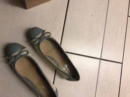 GEOX Damenbalerinas Beige/Blau Gr. 36,5 - LP 169.-