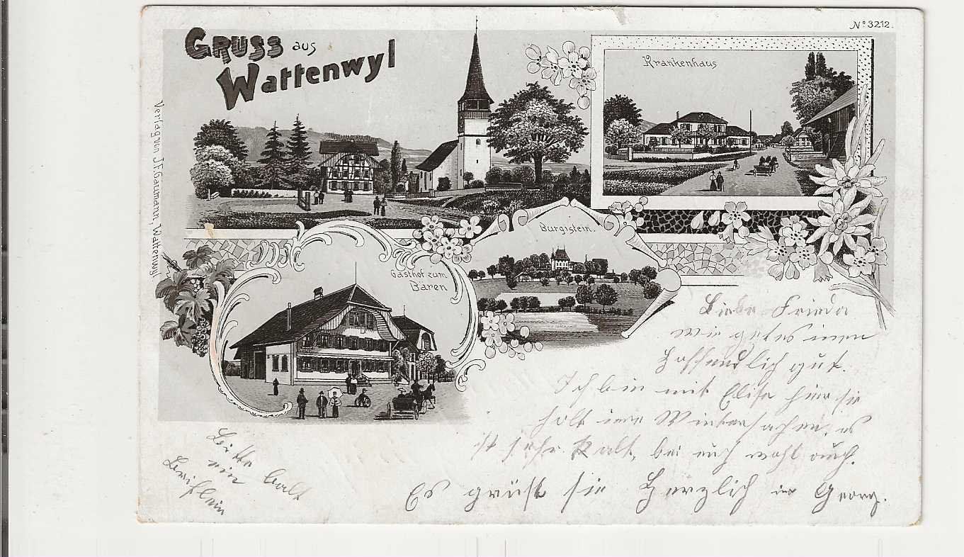 Cartoline postali: Wattenwil, 1901, Litho – Usato da Spiez venduto da Niesen20