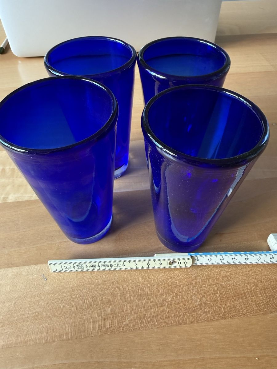 Bicchieri: 4er Set: Blaue Glaser, Sommer Drinks, Cocktail, Vintage – Usato da Mettmenstetten venduto da _4_YOU_ 4