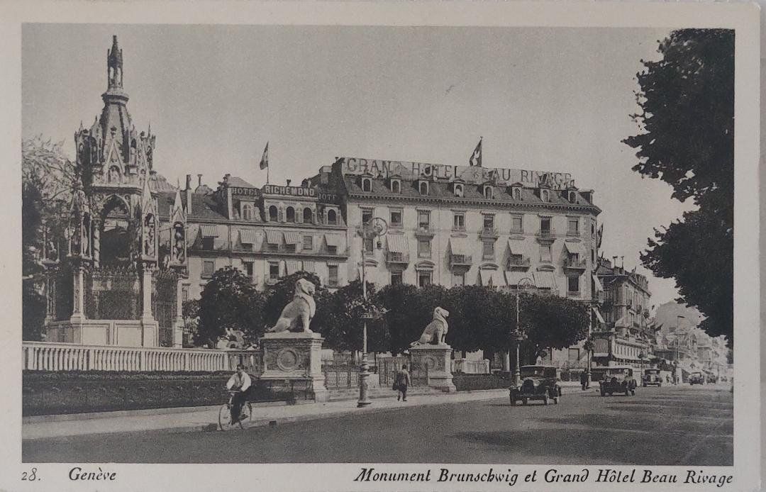 Cartoline postali: GENÈVE - Grand Hôtel Beau Rivage - Oldtimer – Usato da Delémont venduto da Domdom1