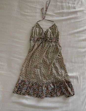 Floral Tie Halter Dress