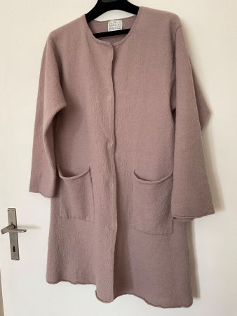 MASAI 100% Merinowolle Long Jacke Gr M mit Taschen, Taupe