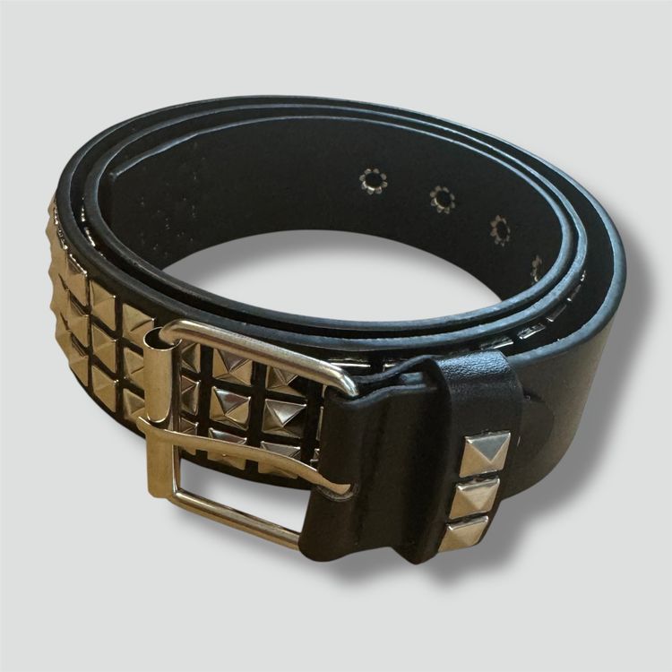 Widmann Nietengürtel Mit Handschellen-Verschluss - Schwarz, Silberne Nieten, Für Rocker & Biker Outfits