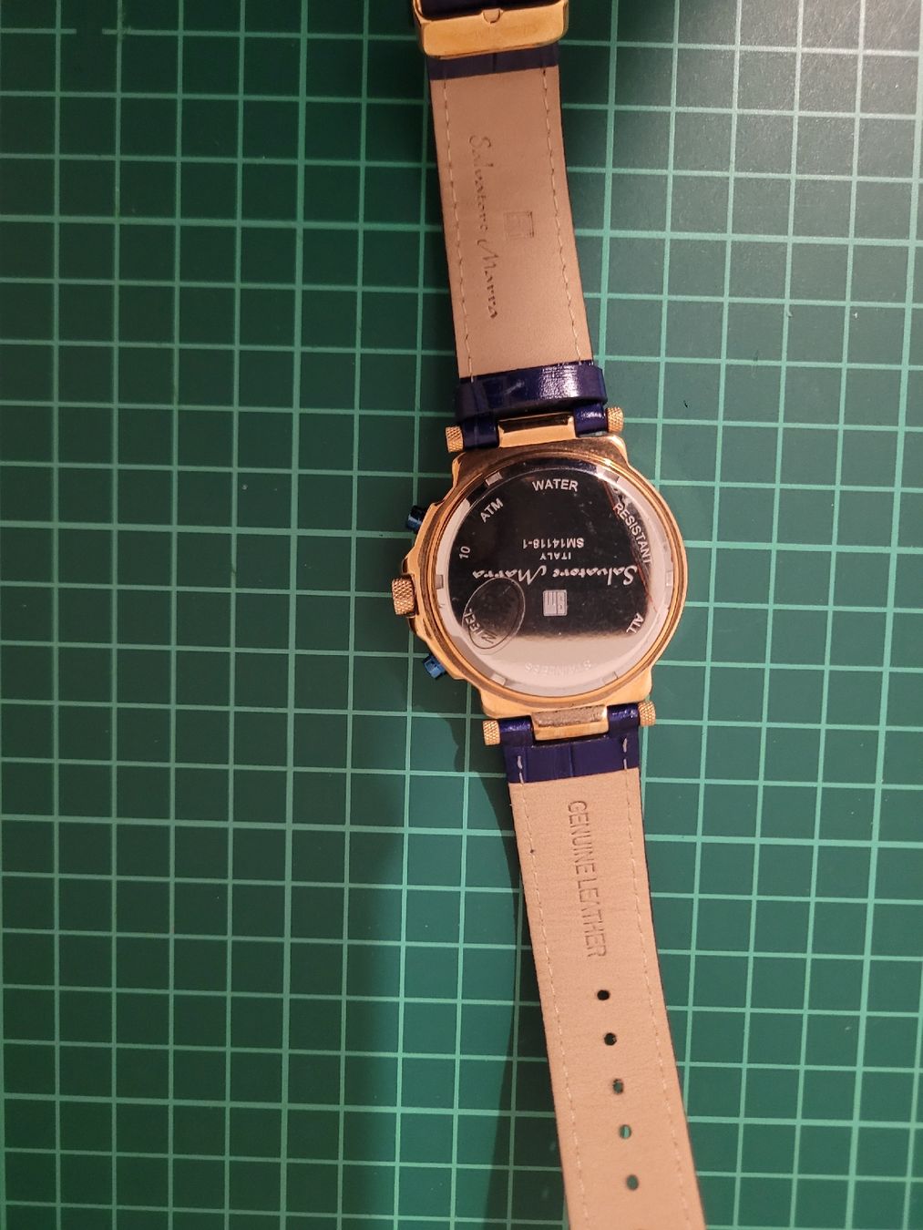 Uhren: Salvatore Marra Chronograph Watch, Blue Leather Strap. – Gebraucht aus Meyrin von Retro-GZ 1