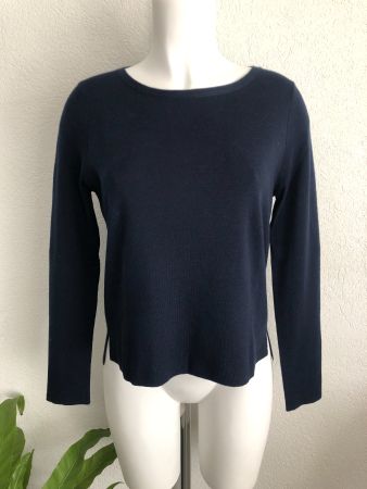 Hugenberg Damen Pullover Gr S 100% Merino dunkelblau