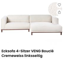 Ecksofa 4-Sitzer VENG Bouclé Cremeweiss linksseitig