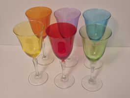 6 bunte Partygläser / Weingläser – Vintage Stil