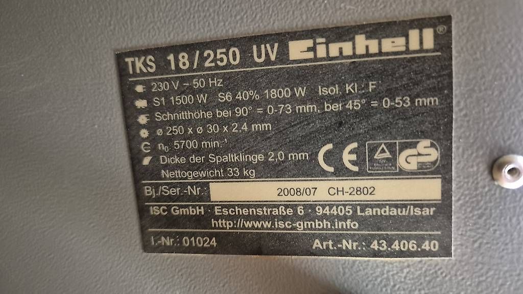 Seghe: Tischkreissäge Einhell TKS 18/250 – Usato da Ried-Mörel venduto da mic_v676 3