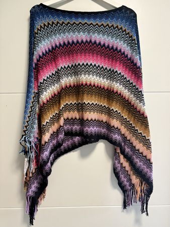 MISSONI Poncho Baumwolle bunt Zickzackmuster, neuwertig!