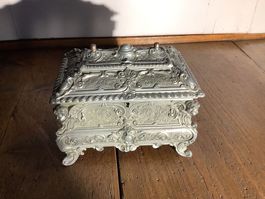 Alte Zinn Schmuckschatulle, Vintage Truhe, Top Zustand!