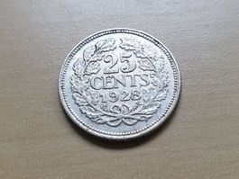 🇳🇱 Netherlands 25 cent 1928 Silver 3.575g ** XF **
