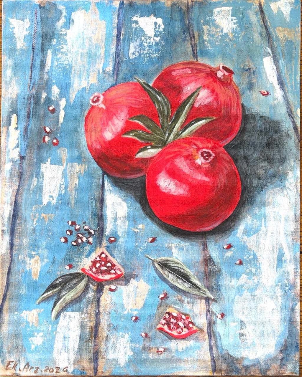 Gemälde: Acrylbild Granatäpfel 24x30cm – Neu (gemäss Beschreibung) aus Meggen von My_art_for_you