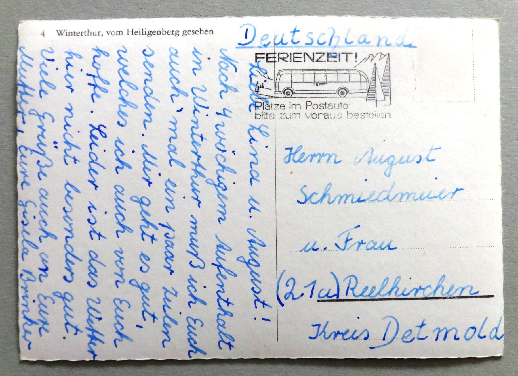 Cartoline postali: Winterthur vom Heiligenberg gesehen – Difettoso da Fétigny venduto da Billy2miny 1