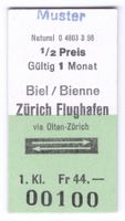 Billette Biel/Bienne – Zürich Flughafen (Muster)