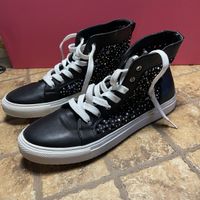 Sneakers con strass, in pelle vera,40/40.5-Unisex-nuovi