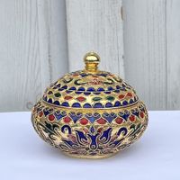 Dose mit Deckel, Gold farbig, Cloisonné-Emaille