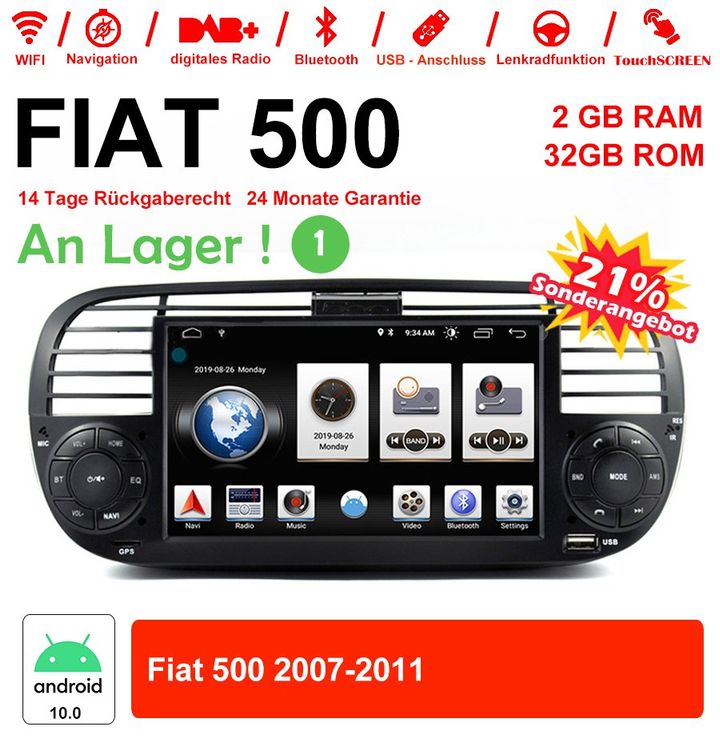 6.2 Android 10.0 Autoradio Für FIAT 500 WiFi NAVI Carplay