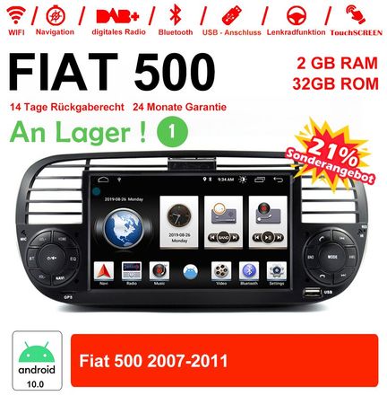 6.2" Android 10.0 Autoradio Für FIAT 500 WiFi NAVI Carplay