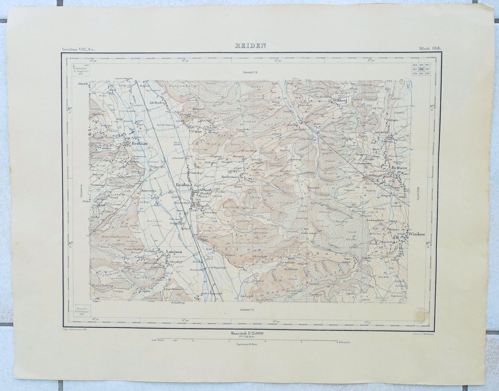 Cartine & Atlanti: 7 Siegfriedkarten 1:25'000 1877 - 1887 – Usato da Brugg AG venduto da hapeha 5