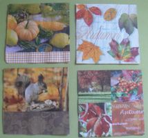 4 Herbst Servietten (Laub - Kürbis)