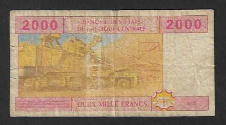 Banconote: Afrique Centrale  2000  Francs  A  2002  Gebraucht – Usato da Gordola venduto da coinsandnotes 1
