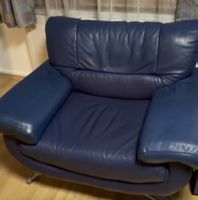 Ledersofa und Sessel dunkelblau guter Zustand