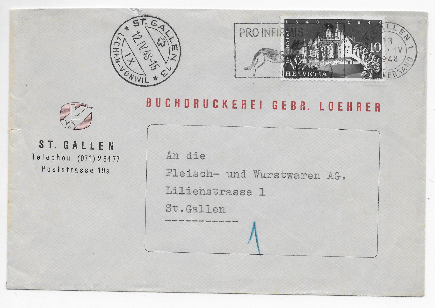 Tutti i francobolli: Buchdruckerei Gebr.Loehrer, St.Gallen – Usato da Hefenhofen venduto da Richsalz