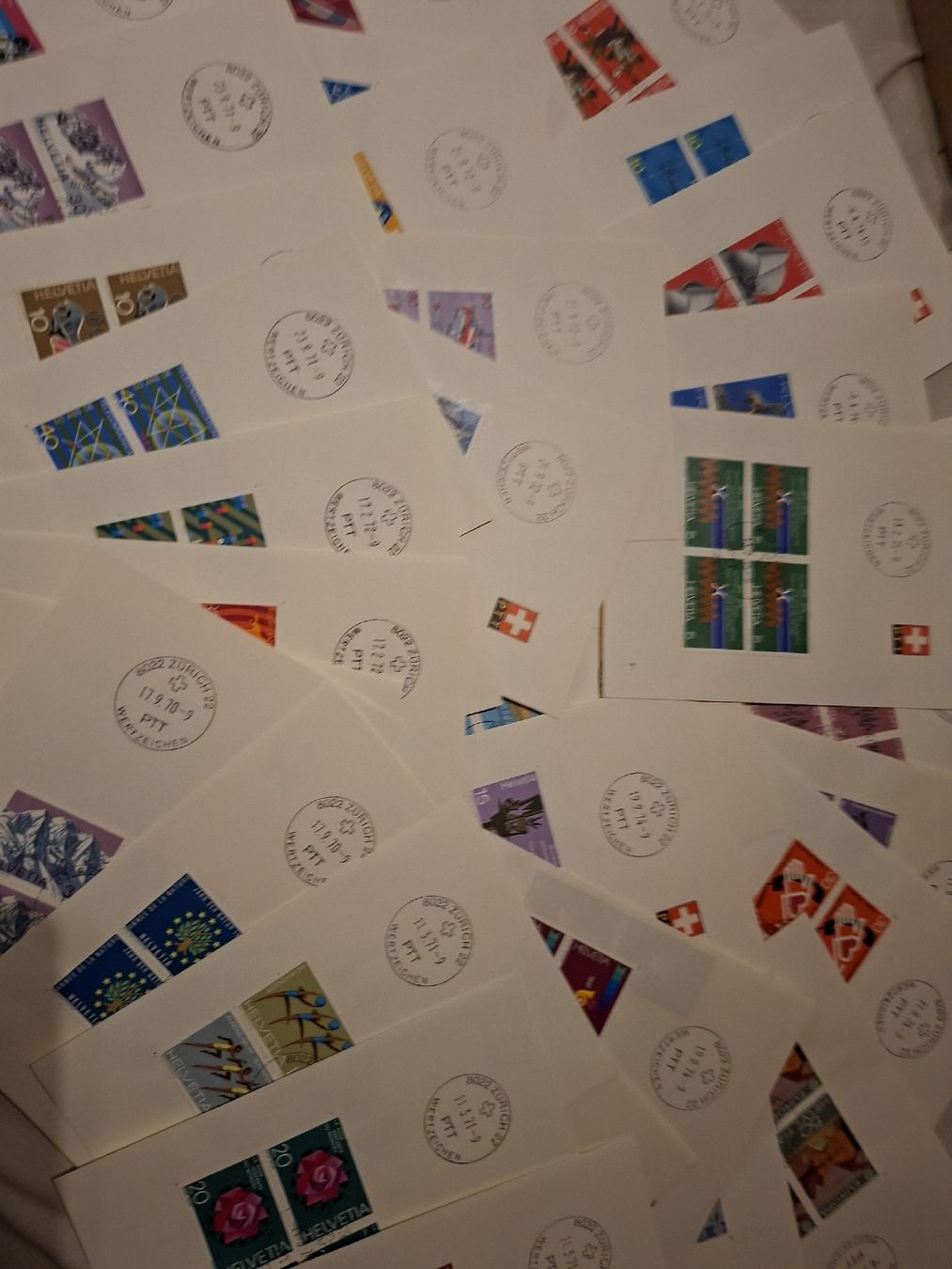 Alle Briefmarken: Schachtel FDC / PTT / 4er Blocks Briefe div – Gebraucht aus Balgach von SIMEON27 4
