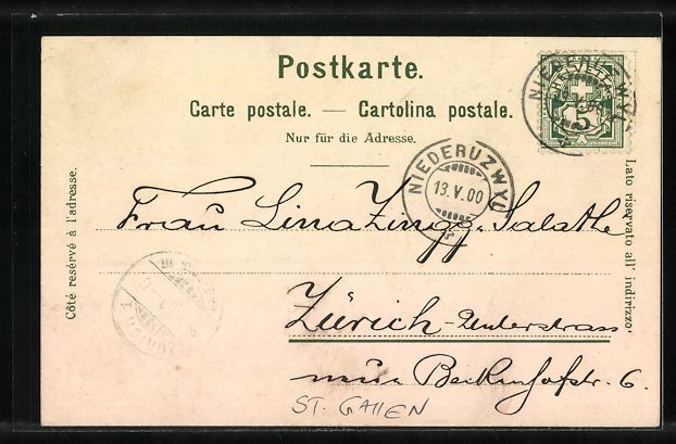 Cartoline postali: Alt-St. Gallen, Platzthor, Wappen, 1900 – Usato da Berlin venduto da bartko-reher 1