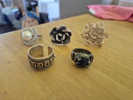 5 Ringe Vintage 1991 und 2010er Jahre ein silberner