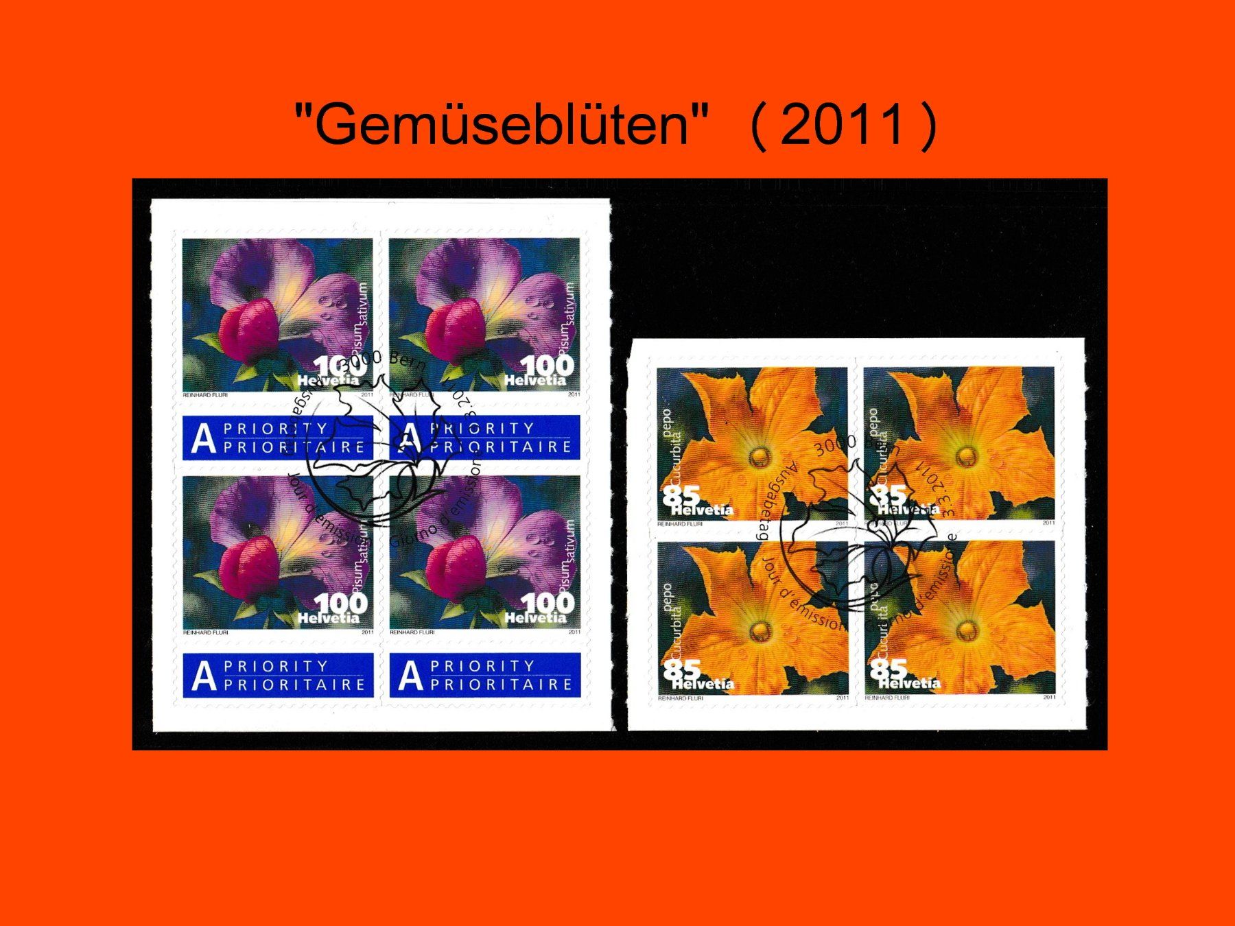 Tous les timbres: Viererblock "Gemüseblüten" (2011) – Neuf (Voir description) à Dübendorf par Jumbo1990