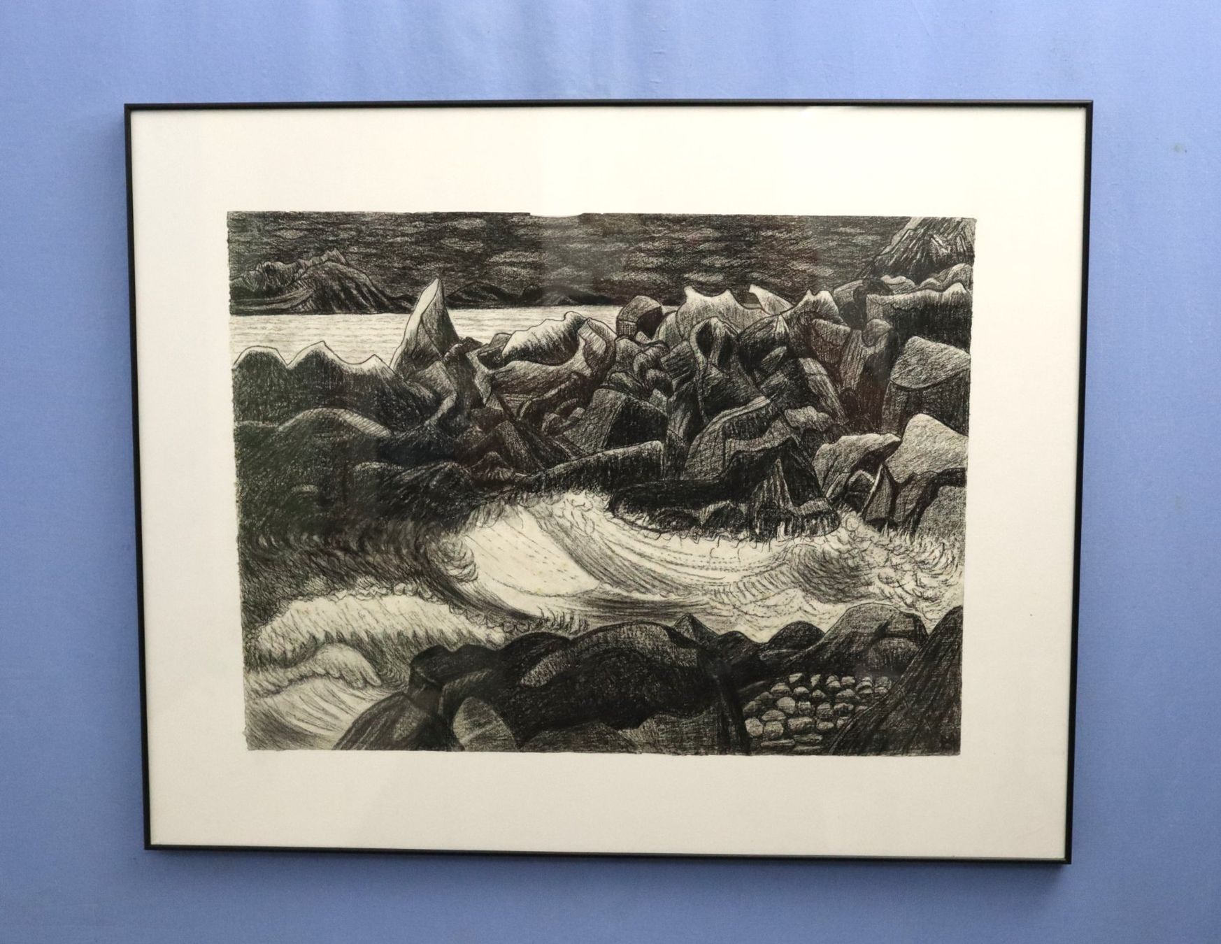 Dipinti: Monika Buchmann-Helbling 1925-2004, Kohlestift "Küste" – Usato da Zug venduto da Kunst-Fundgrube 6