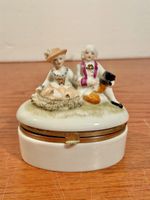 Vintage Porcelain Trinket Musical Box with Couple Figurine