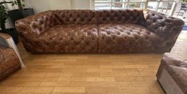 Chesterfield Sofa Vintage Leder Alu