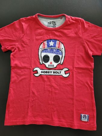 Kinder T-shirt rot mit Bobby Bolt Aufdruck Gr. 146/152