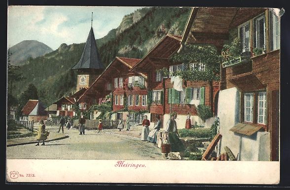 Cartoline postali: Meiringen, Strassenpartie mit Holzhäuse – Usato da Berlin venduto da bartko-reher
