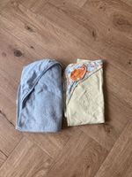 Lot 2 capes de bain bébé 1 gris 1 jaune imprimé motifs