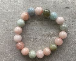 Süsses Edelstein Heilstein Armband - Jade und Rosenquarz