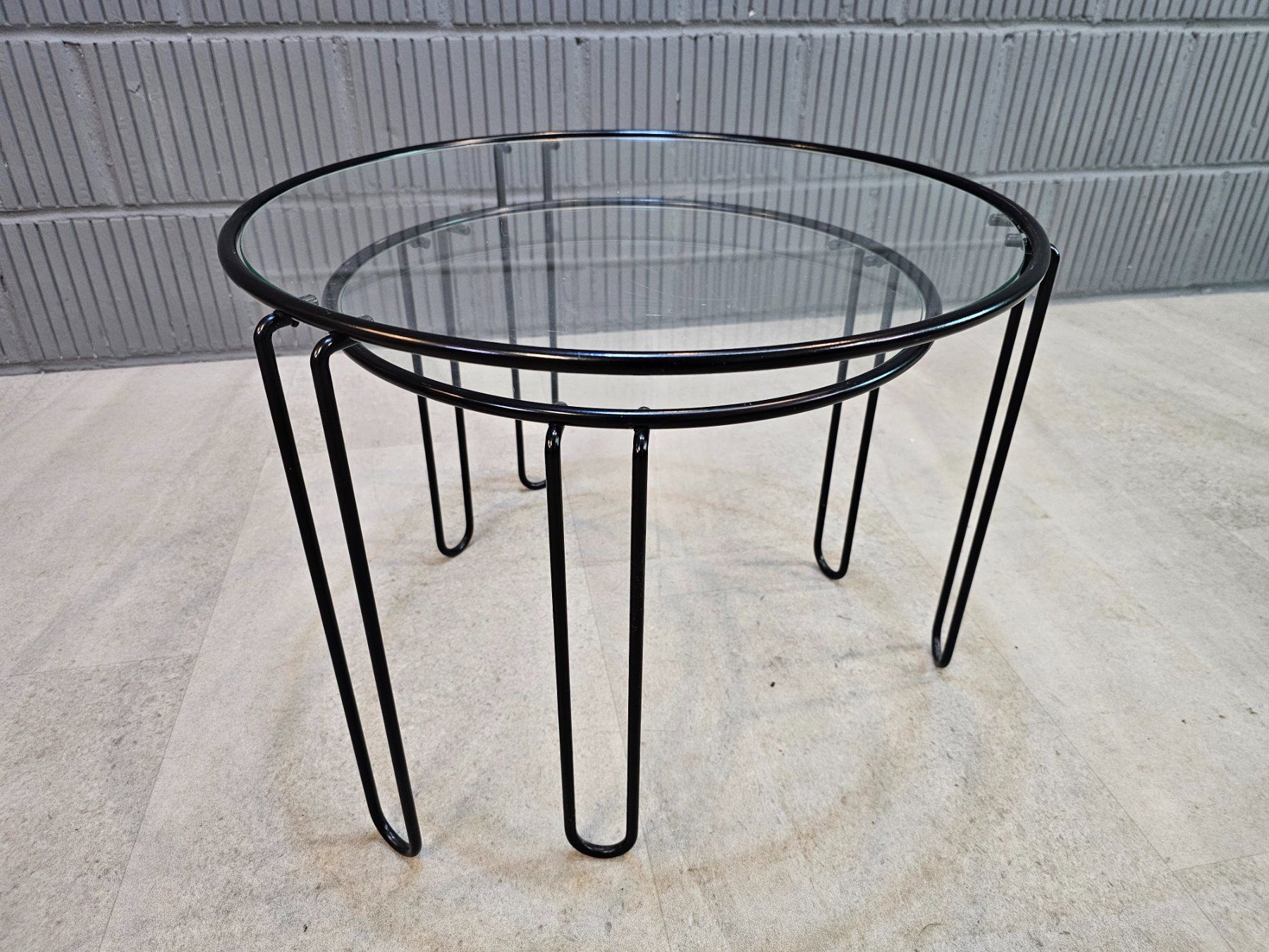 Tavoli: 1980 Wire Nesting Tables, Satztisch, Coffee-Table Glastische – Usato da Nottwil venduto da Wondewa-Shop 7
