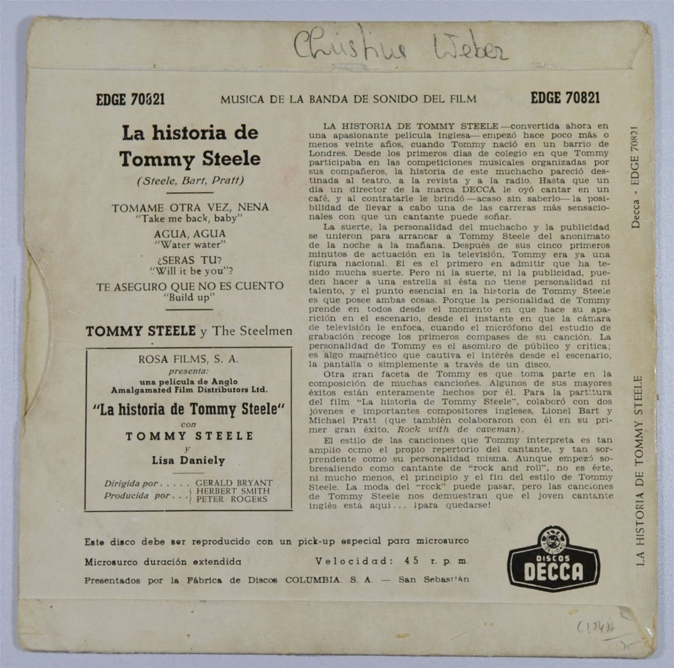 Schallplatten: EP: TOMMY STEELE - The Tommy Steele Story – Gebraucht aus Frenkendorf von Yard-Sale-2000 1