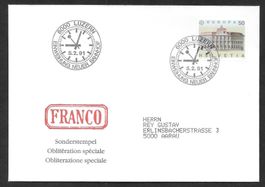 Eisenbahn Sonderbrief S. 1413 Luzern neuer Bahnhof 5.2.1991